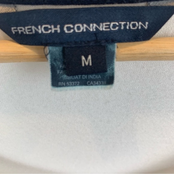 French Connection White Navy Blue Dolman 3/4 Sleeve Stretch Top Women's sz M - Picture 6 of 7